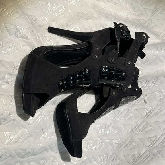 Liliana suede stiletto peep toe sandals with buckles size 9 - Picture 3 of 10